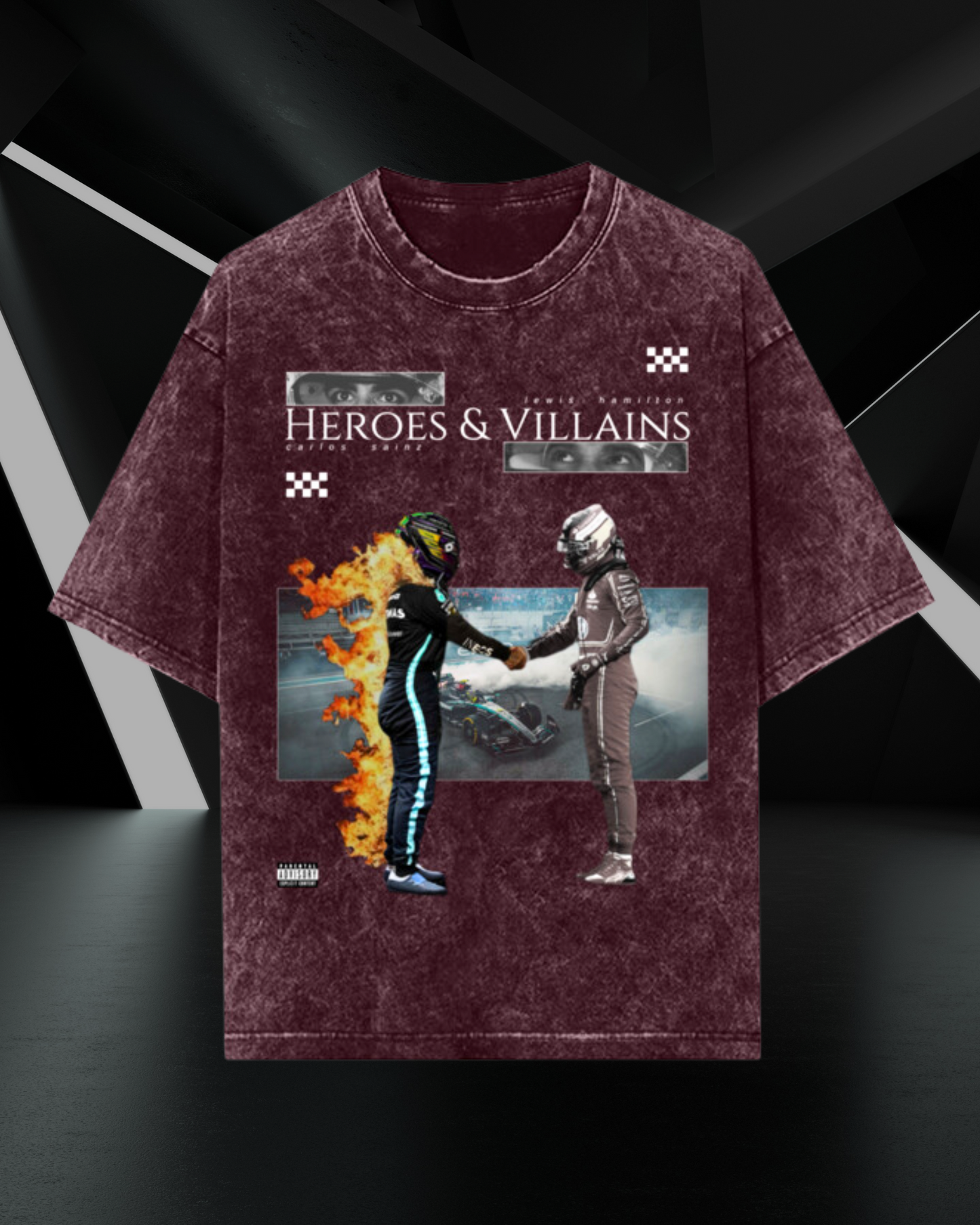 Heroes and Villains: Lewis Hamilton x Carlos Sainz Acid Wash Oversized T-Shirt