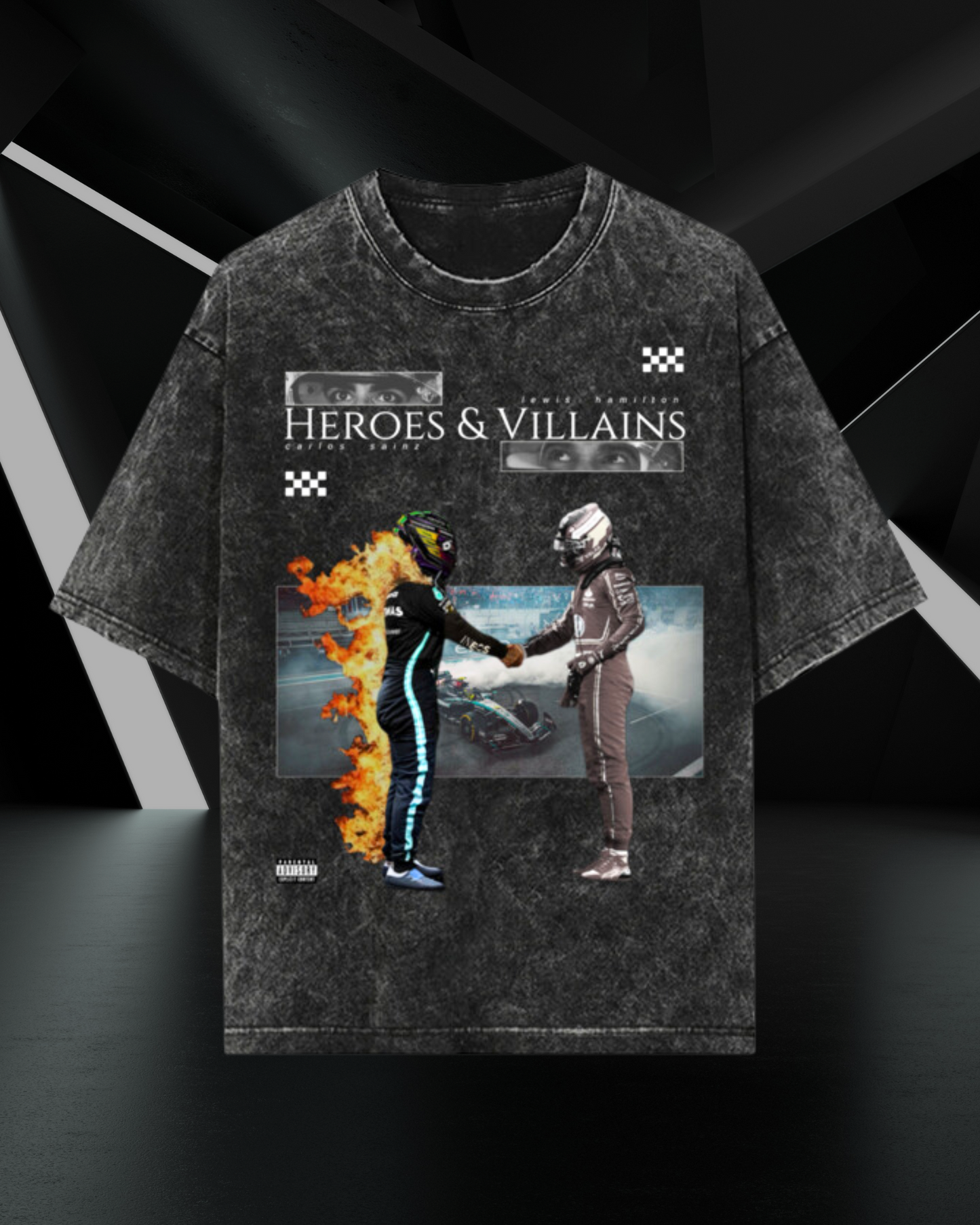 Heroes and Villains: Lewis Hamilton x Carlos Sainz Acid Wash Oversized T-Shirt