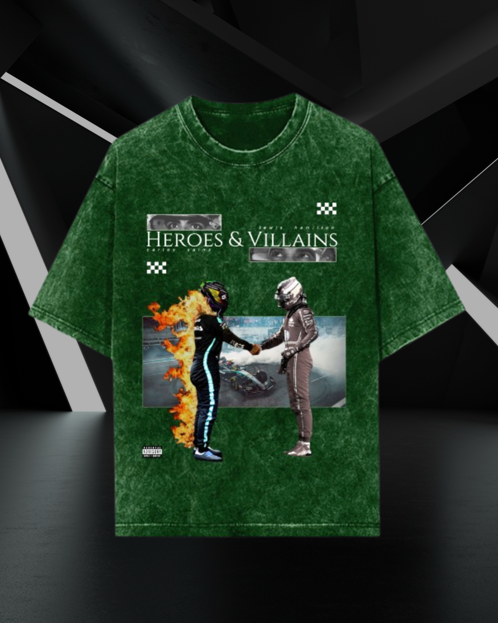 Heroes and Villains: Lewis Hamilton x Carlos Sainz Acid Wash Oversized T-Shirt