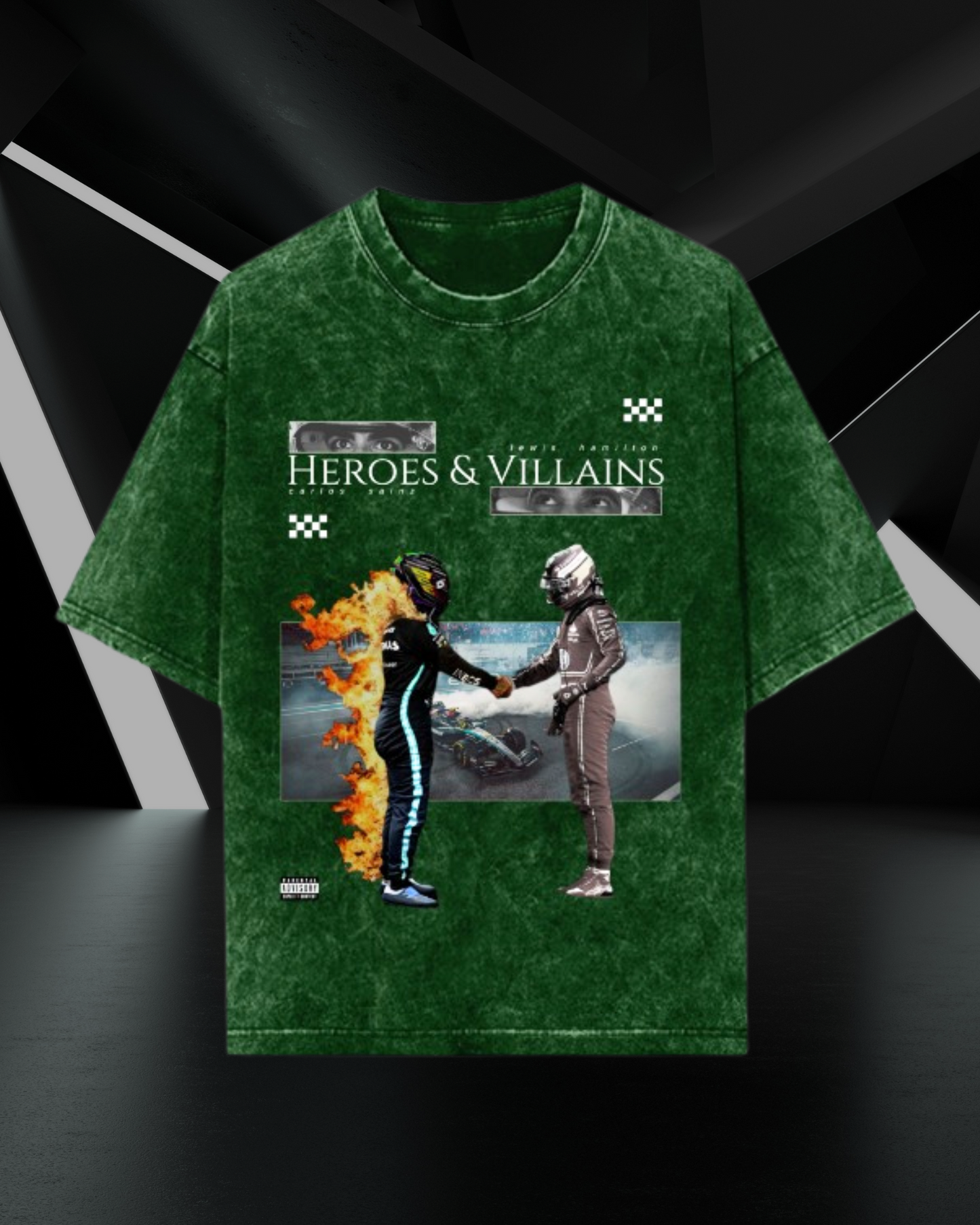 Heroes and Villains: Lewis Hamilton x Carlos Sainz Acid Wash Oversized T-Shirt