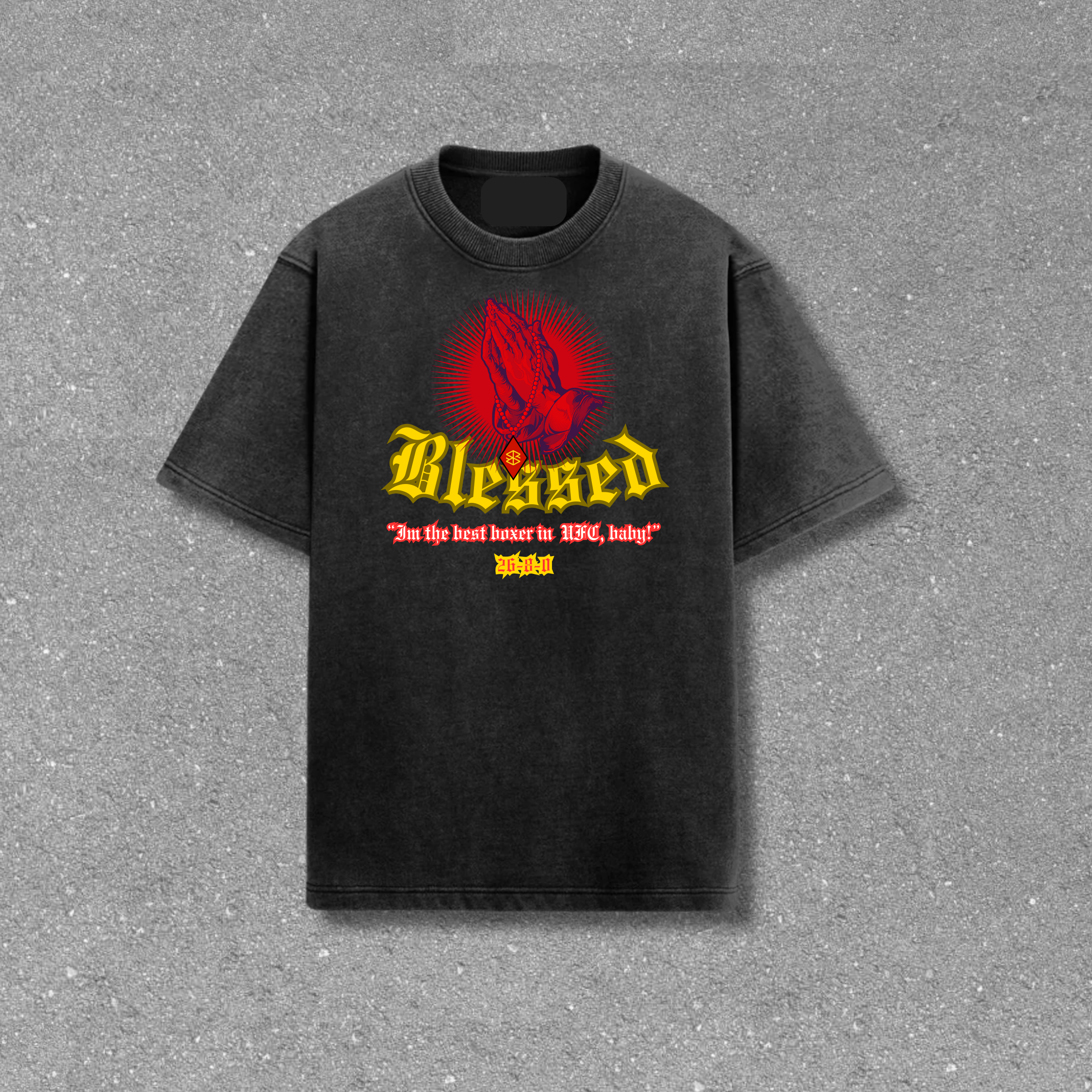 Max "Blessed" Holloway Acid Wash Oversized T-Shirt