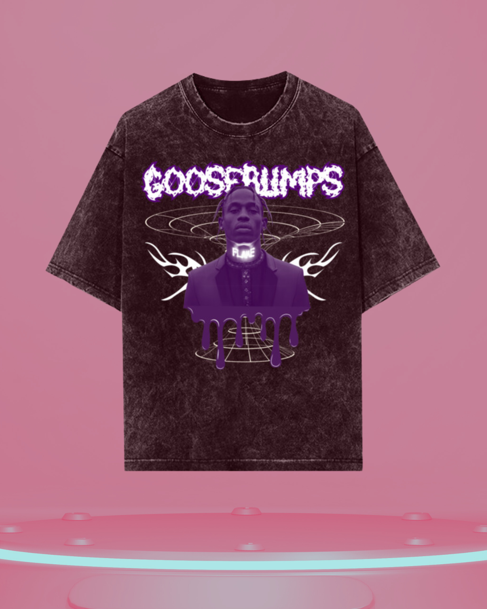 Travis Scott "Goosebumps" Acid Wash Oversized T shirt