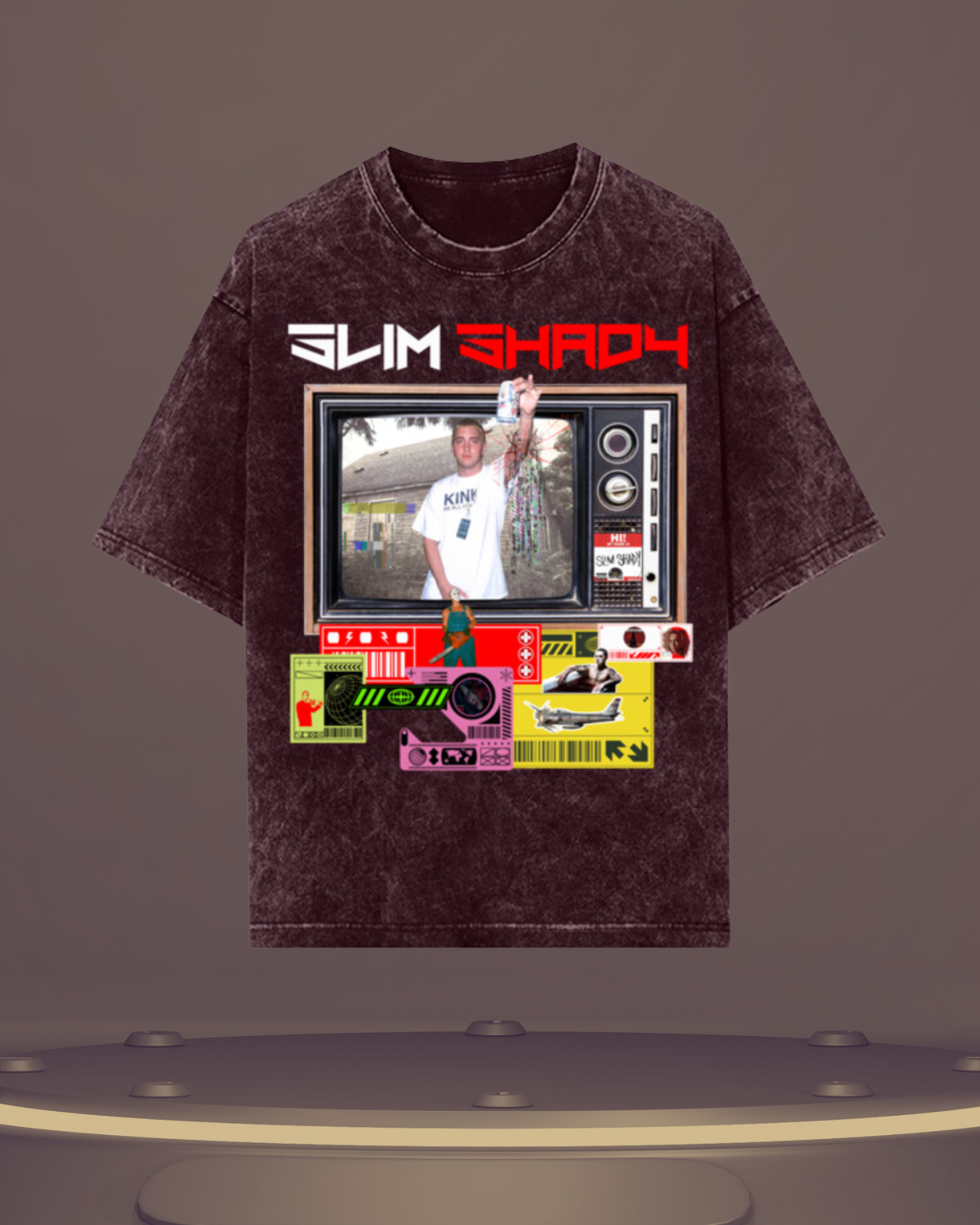 Eminem "Slim Shady" Acid Wash Oversized T shirt